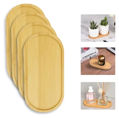 Ovale Bambus-Tabletts, 2er-Set, 17,5 x 8,8 cm, für Kaffee, Dessert, Snack