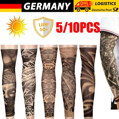 Produktbild von 10 Stück Tattoo Ärmel Arm Tattoo Strumpf Herren Damen Nylon Tattoo Armstrumpf
