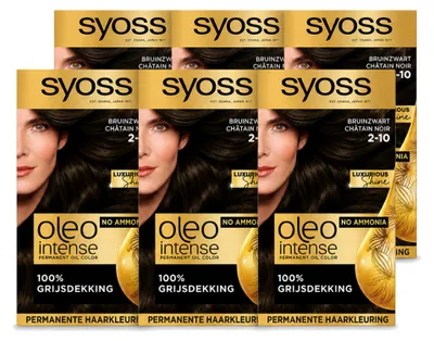 Produktbild von 6 x SYOSS Oleo Intense 2-10 Permanente Haarkleuring - Bruinzwart - Vorteilspackung - 6 Stücke
