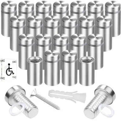 Image de Crochets d'écartement pour mur - Acier inoxydable - 12 x 25 mm (24 pièces)