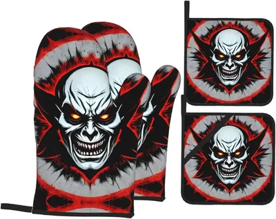 Produktbild von Rotes und schwarzes Küchen-Backset mit Ofenhandschuhen und Topflappen