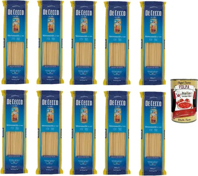 Produktbild von De Cecco Mezzanelli N°415, 100% Italienisch Pasta Nudeln 10x 500g + Italian Gourmet Polpa 400g