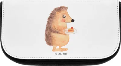 Produktbild von Mr. & Mrs. Panda Schminktasche Igel Kuchenstück - Weiß - Geschenk, Essen Spruch, Lustige Sprüche, Kulturtasche, Kuchen, Make-up Organizer, Torte, Tasche, Kosmetiktasche