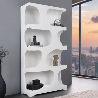 Produktbild von riess-ambiente Abstraktes Regal ART AMBIENTE 180cm weiß Beton strukturiert Standregal Bücherregal Regal