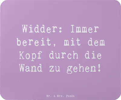 Produktbild von Mr. & Mrs. Panda Mauspad Spruch Widder Power - Lavendeltraum - Geschenk, Entschlossenheit, mousematte, Mousepad, Mut, Ehrgeiz, Horoskop, pc, Herausforderung, Lebensfreude