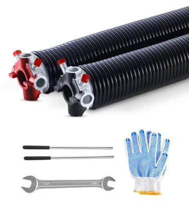 Produktbild von VEVOR Garagentor Torsionsfedern, Paar von 0,234 x 2 x 28 Zoll, 16000 Zyklen, elektrophoretisch schwarz beschichtet für den Austausch, Garagentorfedern mit rutschfesten Wickelstangen, Handschuhen und Montageschlüssel, 0.250x2x35 Zoll