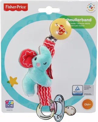 Produktbild von Happy People 40878 Fisher Price Schnullerband Baby Schnullerkette Kette Elefant