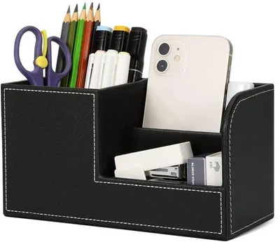 Immagine prodotto di Organizer da scrivania in pelle - Salvaspazio - Nero
