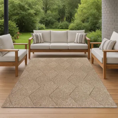 Zdjęcie produktu dla Dywan do wnętrz i na zewnątrz z juty o uniwersalnym wyglądzie w kolorze beżowym/brązowym Rozmiar - 80 x 150 cm
