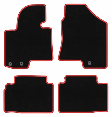 Obrázok produktu pre Velúrové autokoberce pre: Hyundai Tucson II 2009-2015 (SUV) – sada 4 ks, čierno-červené, na mieru – Wielganizator CARLUX
