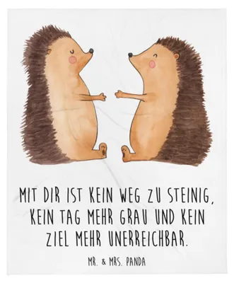 Produktbild von Mr. & Mrs. Panda Decke Igel Liebe - Weiß - Geschenk, Hochzeitstag, Freundin, Freund, Sofadecke, Bettüberwurf, Kuscheldecke, Hochzeit, Tagesdecke, Bettdecke