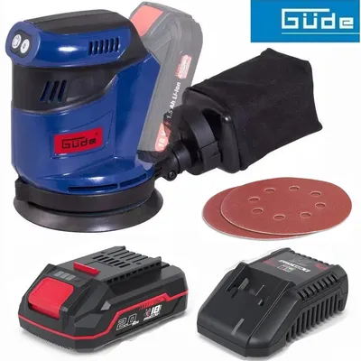 Produktbild von Güde Akku Exzenterschleifer EXS 18-0 Solo 18V Akku 2.0 Ah / Ladegerät)