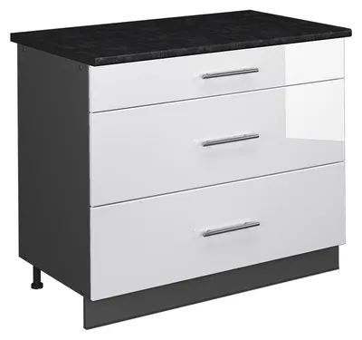 Produktbild von Küchenunterschrank Vicco Fame-Line Weiß Hochglanz/Anthrazit 100 cm, AP Anthrazit, Model 62027