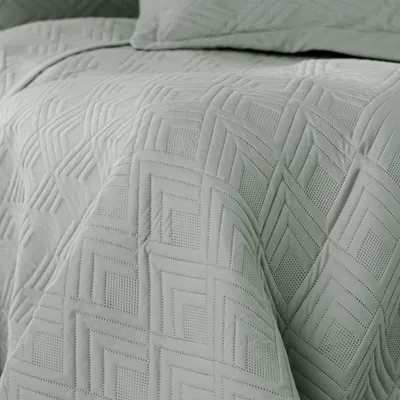 Produktbild von Tagesdecke Bettüberwurf zweiseitge Steppung Raute Samt Grau - 170 x 210 cm