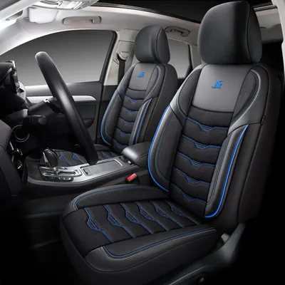 Produktbild von Autositzebezüge für Mercedes Citan W415 | Komplettes Set | AID Serie | Schwarz mit blauen Nähten
