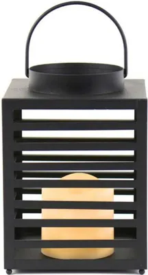 Obrázek produktu pro ACA Lighting EBEKO černá kovová lucerna s plastovou bílou LED svíčkou, 1 LED na baterie 3xAAA, teplá bílá, IP44, 14x14x19.5cm F0711112