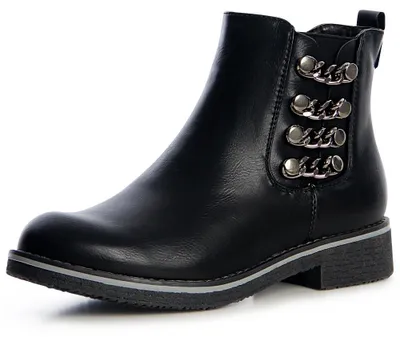 Produktbild von topschuhe24 1338 Damen Stiefeletten Chelsea Boots Booties Nieten Ketten, Farbe:Schwarz, Größe:36 EU