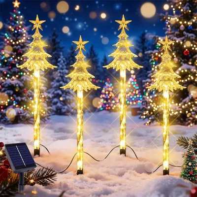 Productafbeelding van 4 stuks tuinlampen op zonne-energie voor Kerstmis