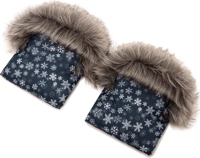 Produktbild von Handmuff Muff mit Polar Minky, Handwärmer für Herbst und Winter, Schneeflocken mit Kunstfell [073]