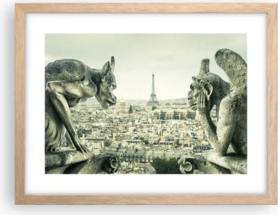 Produktbild von Gerahmtes Poster - Rahmen in heller Eiche - Wasserspeier Paris Notre-Dame - 40x30 cm - Wand Bild - Wanddeko - Wandbilder - Kunstposter - Wandposter - Bilderrahmen - Bilder - P2NAA40x30-4544