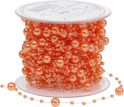 Produktbild von Perlenkette Orange 6mm 15m - Dekokette, floristische Perlen, Kunstblumen Deko