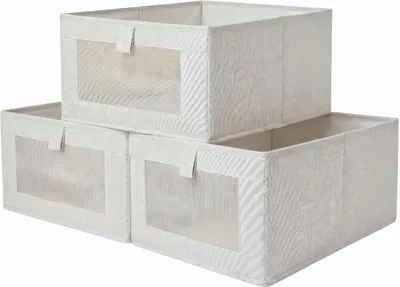 Imagen del producto de Cajas de almacenamiento, juego de 3 unidades, con ventana transparente, de tela, para ropa y ropa de cama