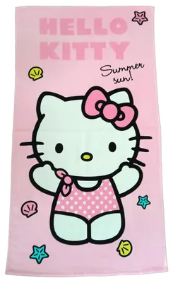 Produktbild von Hello Kitty Strandtuch - Summer Sun Kinder Badetuch Handtuch 100% Baumwolle 120 x 60 cm Rosa