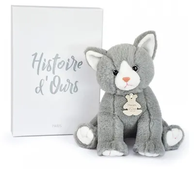 Imagen del producto de Peluche de oso gris para bebés, con caja
