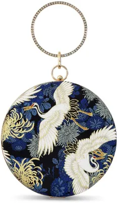 Image de Pochette de créateur pour femme, sac de soirée, grand sac rond bleu
