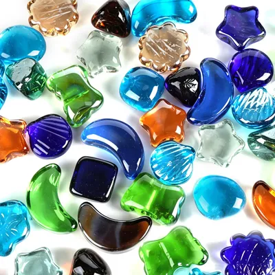 Bunte Glassteine 800 g, 25-45 mm, Deko für Vasen & Aquarien