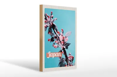 Produktbild von Holzschild Reise 20x30cm Japan Asien Blumen Baum Knospe