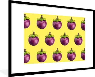 Produktbild von MuchoWow® MuchoWow® Gerahmtes Poster Obst - Lila - Muster 90x60 cm - Poster mit zchwarzem Bilderrahmen - Wanddekoration - Fotos
