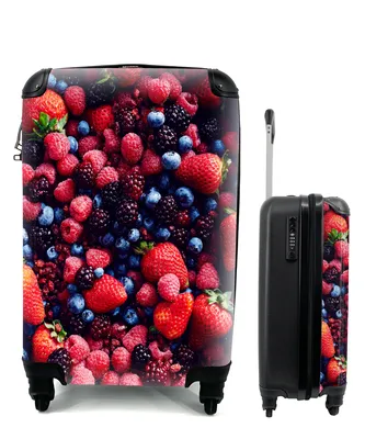 Produktbild von MuchoWow® Koffer Handgepäck Trolley Rollkoffer Kleine Reisekoffer mit 4 Rollen - Erdbeeren - Heidelbeeren - Stilleben - Cabin Size < 55x40x23 cm & 55x40x20 cm - Fotokoffer - Kabinenkoffer - Boardgepäck - Reise-Box - Reisekoffer - Reisegepäck - Koffer mit Bild - Trolley für Kinder