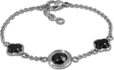 Produktbild von Amello Armband Damen Rund Edelstahl Keramik silber schwarz Schmuck D2ESAX30S8