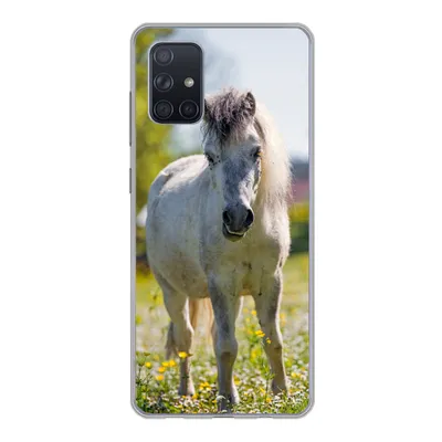 Produktbild von MuchoWow® Handyhülle Schutzhülle Hülle für Samsung Galaxy A51 Pferd - Blumen - Licht Silikon Softcase Handy Hülle - Schutzabdeckung