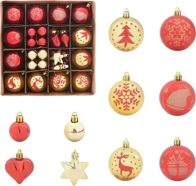 Produktbild von Weihnachtskugel-Set 40 pcs Gold und Rot Kunststoff
