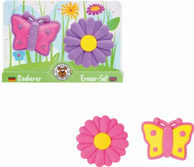 Image de GFH Set de gommes Fleur & Papillon, 2 couleurs assorties