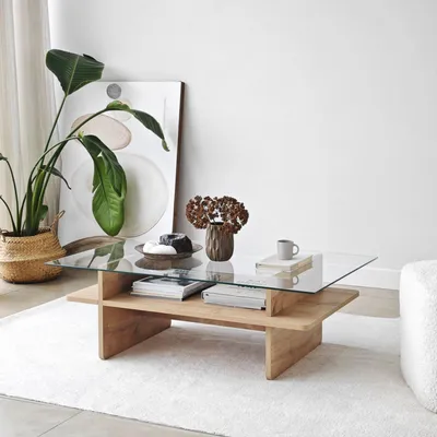 Image de Skye Decor, Saga Rectangle - Sapphire, transparent, tables basses, saphir, verre, 105 x 35 x 65 cm