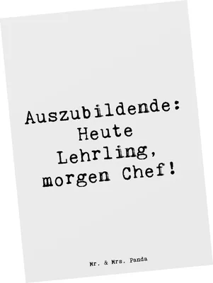Produktbild von Mr. & Mrs. Panda Postkarte Spruch Auszubildende Chef - Weiß - Geschenk, Lehrjahre, Fotokarte, Beruf, Ausbildungsverlauf, Ansichtskarte, Berufsprodukte, Berufsausbildung
