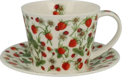 Image de Tasse avec soucoupe Islay, « Dovedale Strawberry »