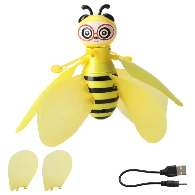 Image de Jouet intelligent en forme d'abeille avec détection infrarouge des mouvements de la main, fonction de chargement USB et lumière