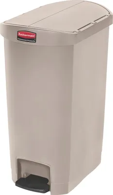 Produktbild von Rubbermaid Slim Jim® Step-On-Tretabfallbehälter, 49 l, Kunststoff, Pedal seitlich, beige