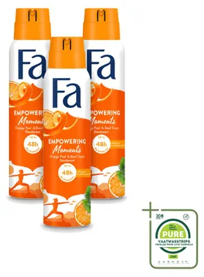 Imagen del producto de 3 aerosoles desodorantes Fa "Empowering Moments" - 150 ml - Pack grande - 3 unidades