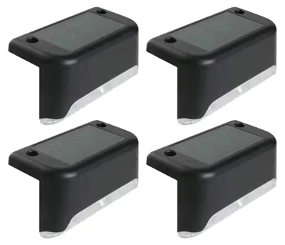 Produktbild von Solar-Terrassenleuchten, 4er-Pack, schwarze, wasserdichte LED-Stufenbeleuchtung für Treppen, Terrassen und Wege