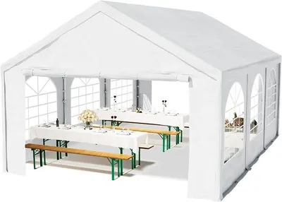 Produktbild von Hochwertiges Partyzelt 3x6 m Pavillon Zelt PE Plane 450 N Gartenzelt Festzelt Wasserdicht weiß