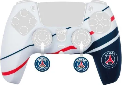 Productafbeelding van Famanu siliconen beschermhoes voor DualSense PS5 controller - Blauw, wit, rood