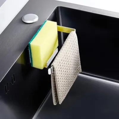 Produktbild von Sponge-Halter Spüle - Küchenorganisator - Küche aufräumen - Selbstklebender Edelstahl - 15 cm - Silber
