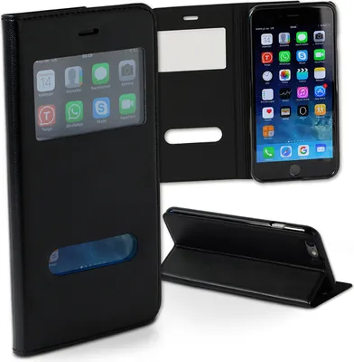 Produktbild von DrachenLeder Handyzubehör iPhone 6 S Plus schwarz Kunstleder Handyhülle D2OME101S