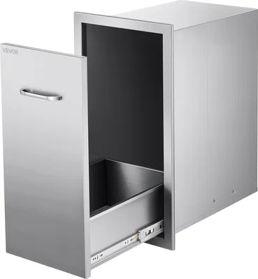 Produktbild von VEVOR Müllschublade für Außenküche Grillkücheninseln, 344x498x655 mm (BxTxH), Innenaufbewahrung, Mehrzweck-Küchenschubladen aus Edelstahl für Propangasflaschen, max. 25 kg (Keine Mülleimer)