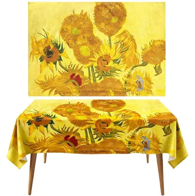 Immagine prodotto di Tovaglia astratta, classica, rettangolare, 140 x 200 cm, motivo girasole